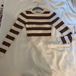 Zara striped Brown and Cream Long Sleeve Top
